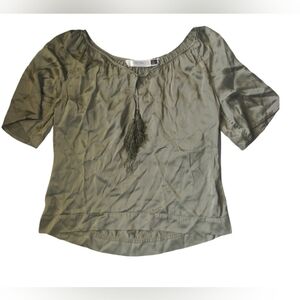 Old Navy Olive Blouse with Tassel Accent